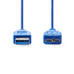 USB kábel – USB A 3.0/USB micro B 3.0 dugó átjátszó – NEDIS – 0.5m